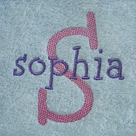 embroidered girls name on ivory baby blanket